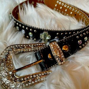 Black bling cross belt